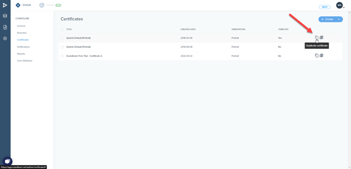 Duplicate certificate template