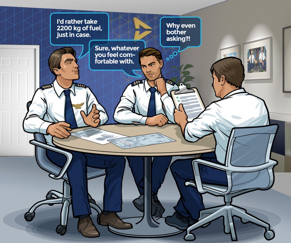 Flight crew brief during Line check