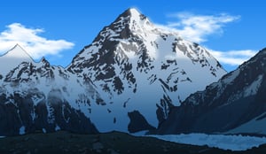 Illustrated artwork of the Karakorum mountains