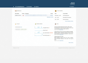 Screenshot of Scandlearn's LMS2 dashboard showcasing its user interface, navigation menus, and training management features.